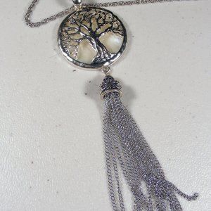 Tree Of Life Mother Of Pearl Tassel Necklace